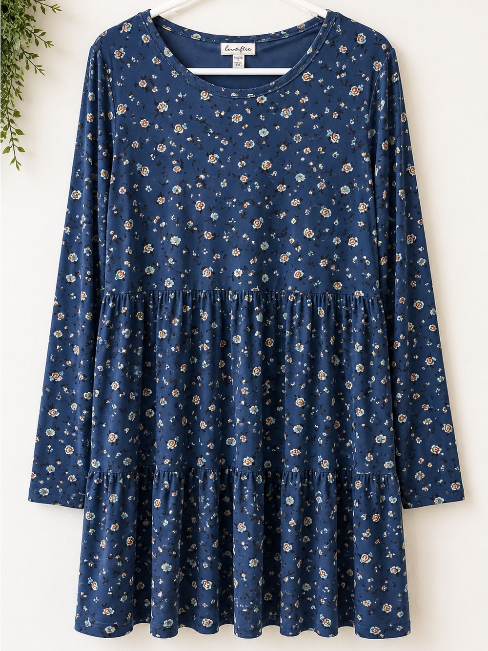 Love Fire Blue Floral Tiered Babydoll Dress Women’s XL